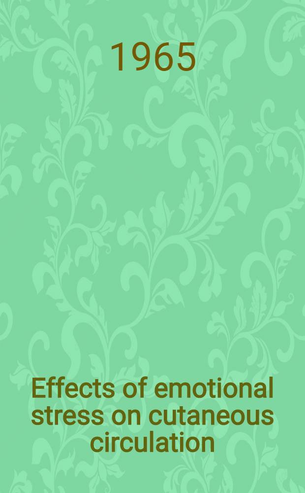 Effects of emotional stress on cutaneous circulation