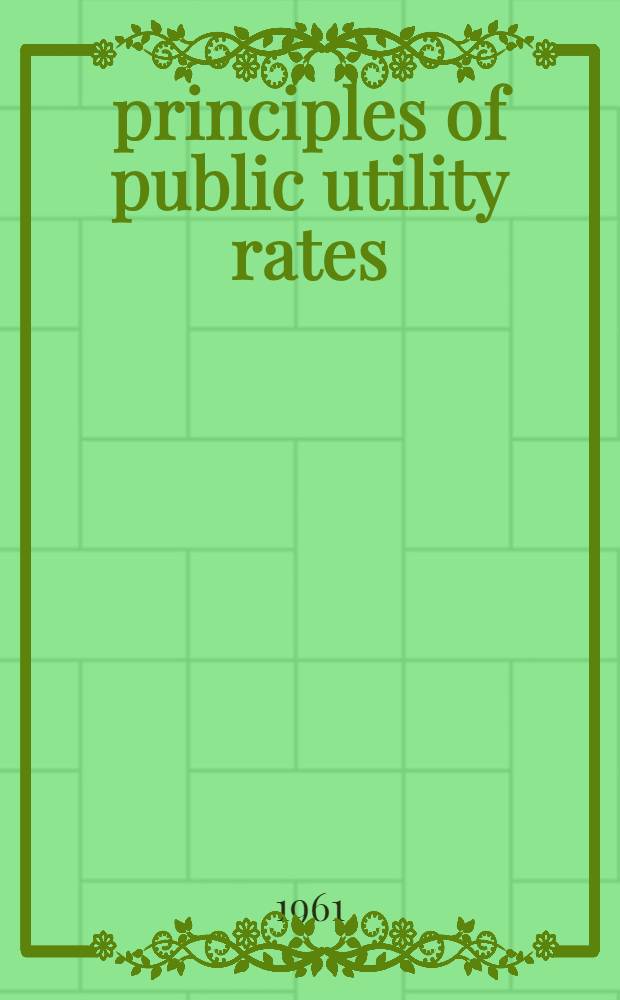 principles of public utility rates