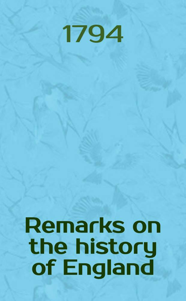 Remarks on the history of England