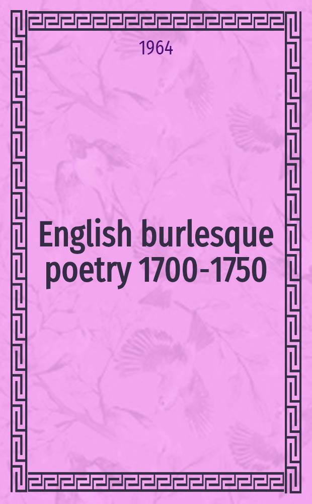 English burlesque poetry 1700-1750