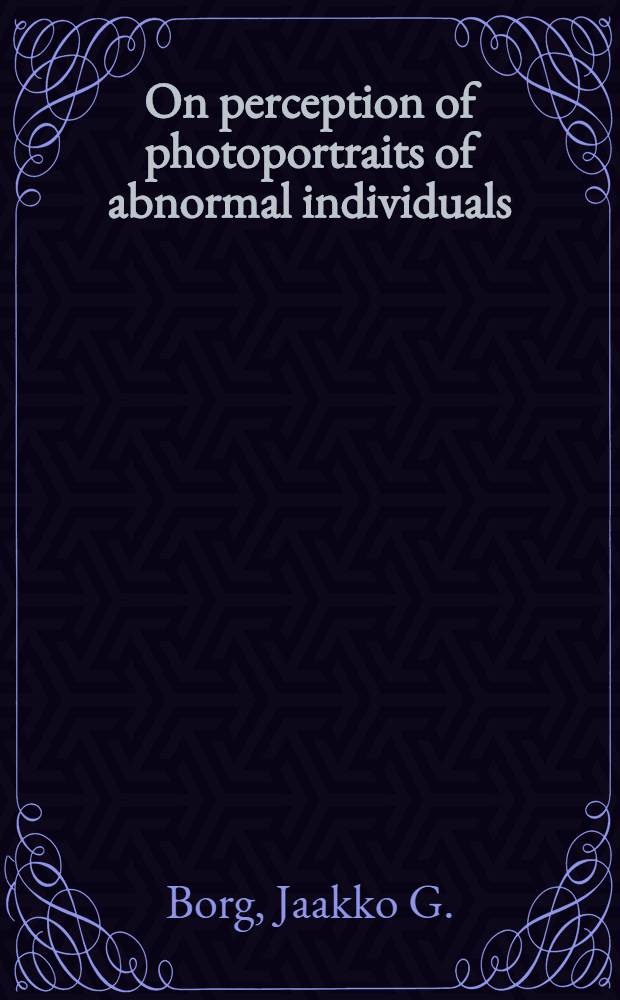 On perception of photoportraits of abnormal individuals : A study of the szondi collection by parallel series