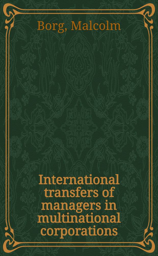 International transfers of managers in multinational corporations : Diss.