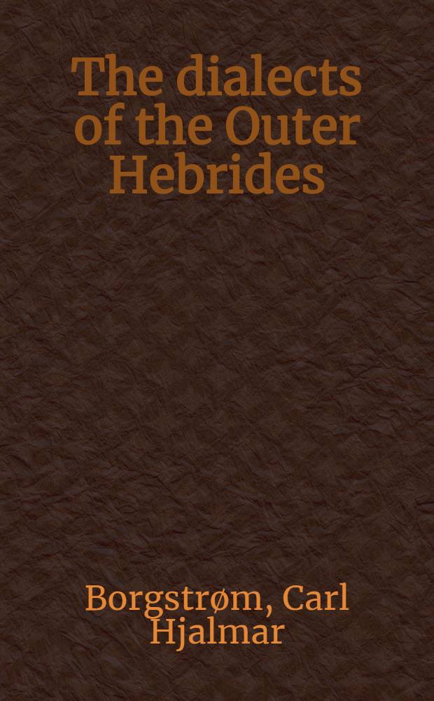 The dialects of the Outer Hebrides