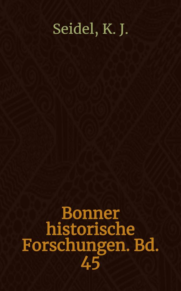Bonner historische Forschungen. Bd. 45 : Das Oberelsaß vor dem Übergang an Frankreich