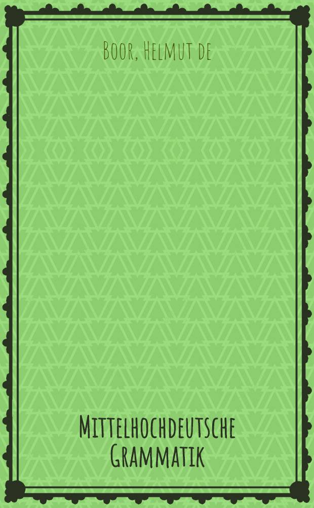 Mittelhochdeutsche Grammatik
