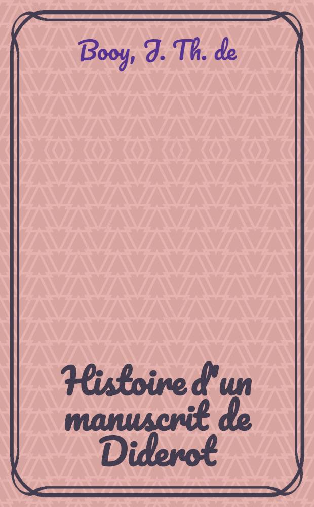 Histoire d'un manuscrit de Diderot: "La promenade du sceptique"
