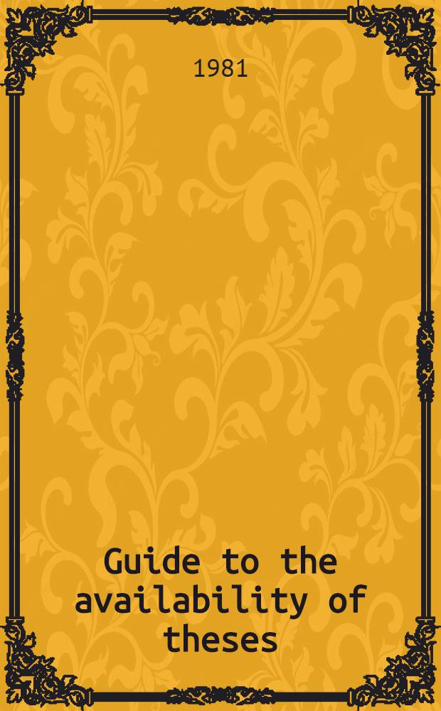 Guide to the availability of theses