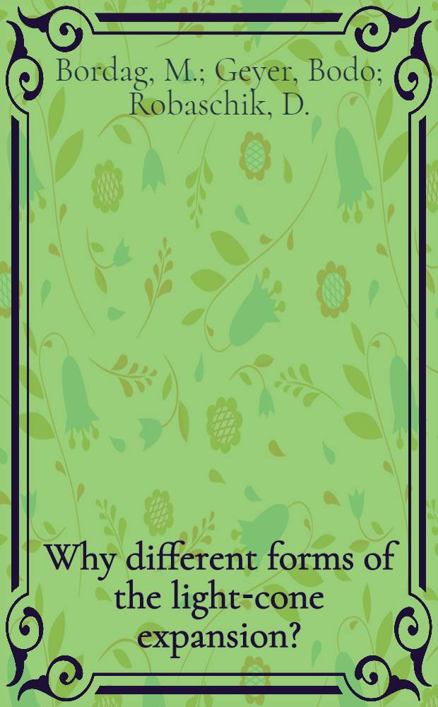 Why different forms of the light-cone expansion?