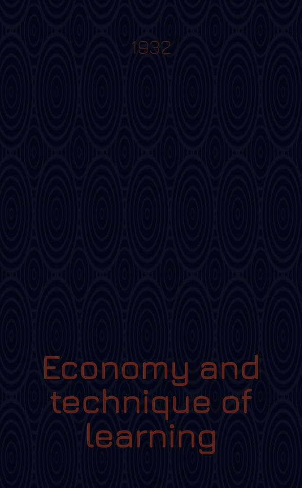 Economy and technique of learning