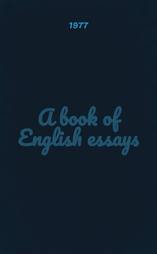 A book of English essays