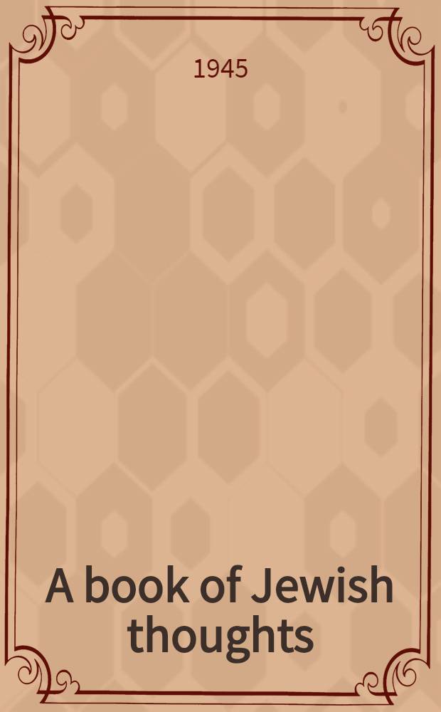 A book of Jewish thoughts