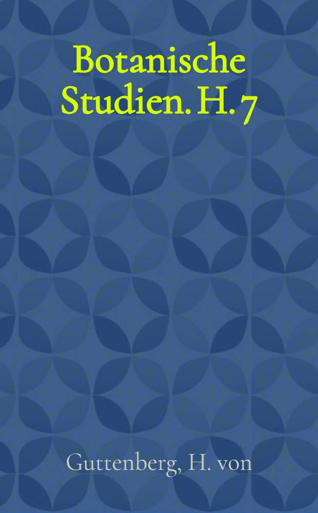 Botanische Studien. H. 7 : Embryologische und histogenetische Untersuchungen an Monokotyledonen