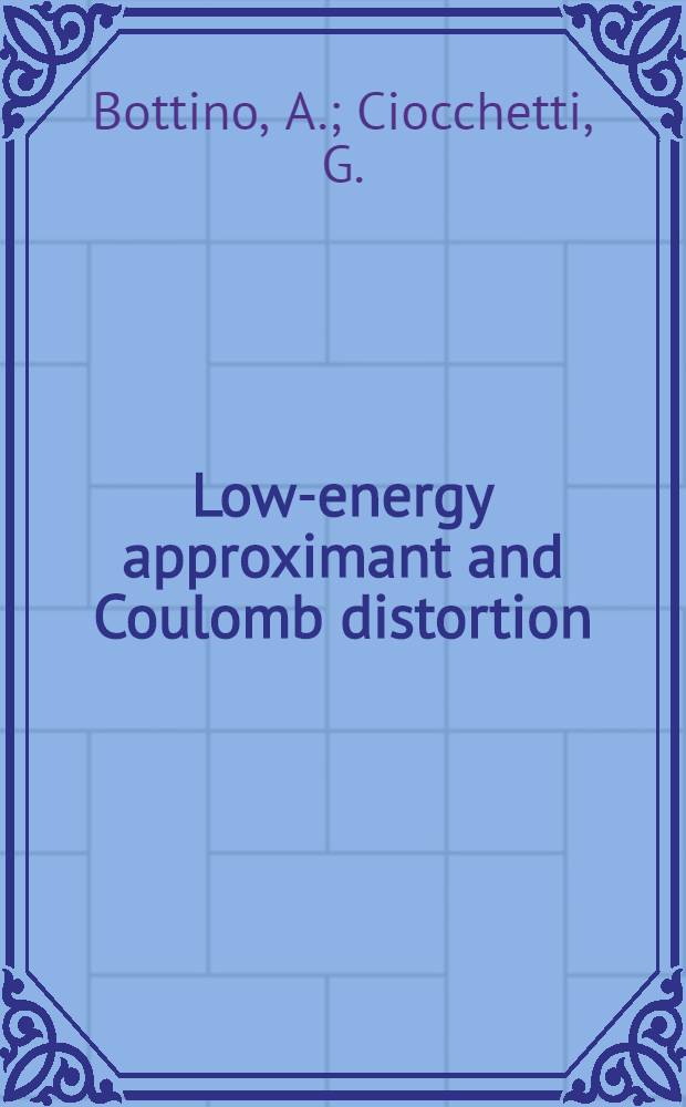 Low-energy approximant and Coulomb distortion
