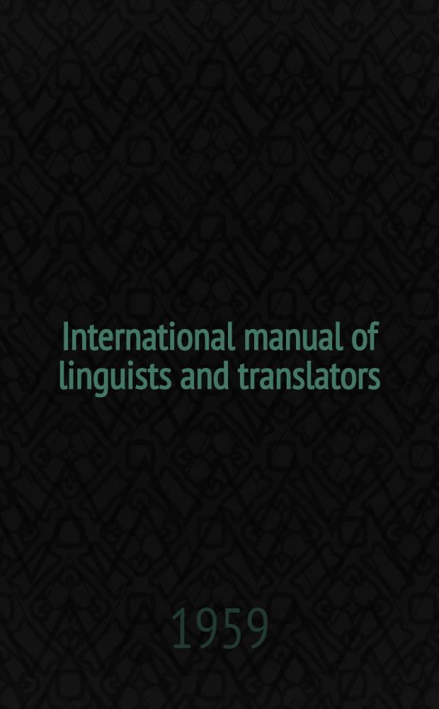 International manual of linguists and translators