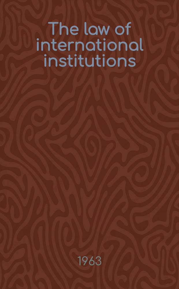 The law of international institutions