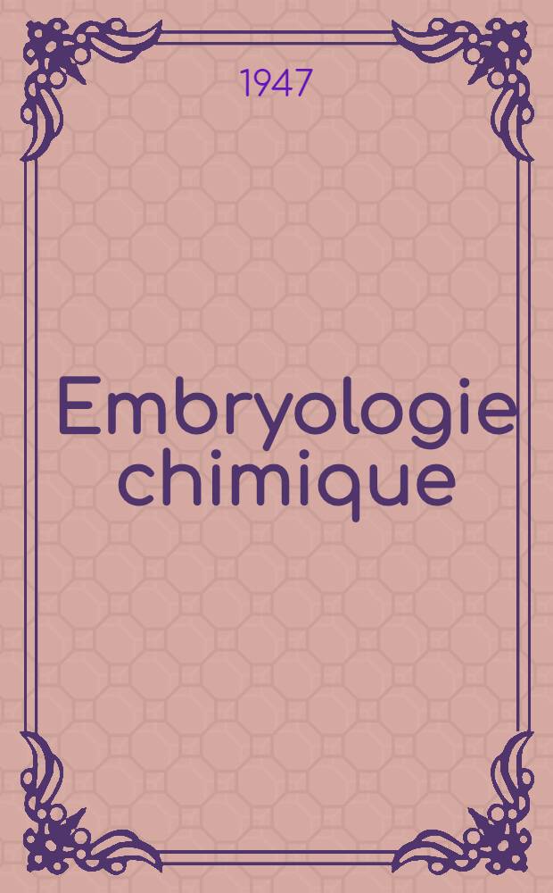 Embryologie chimique