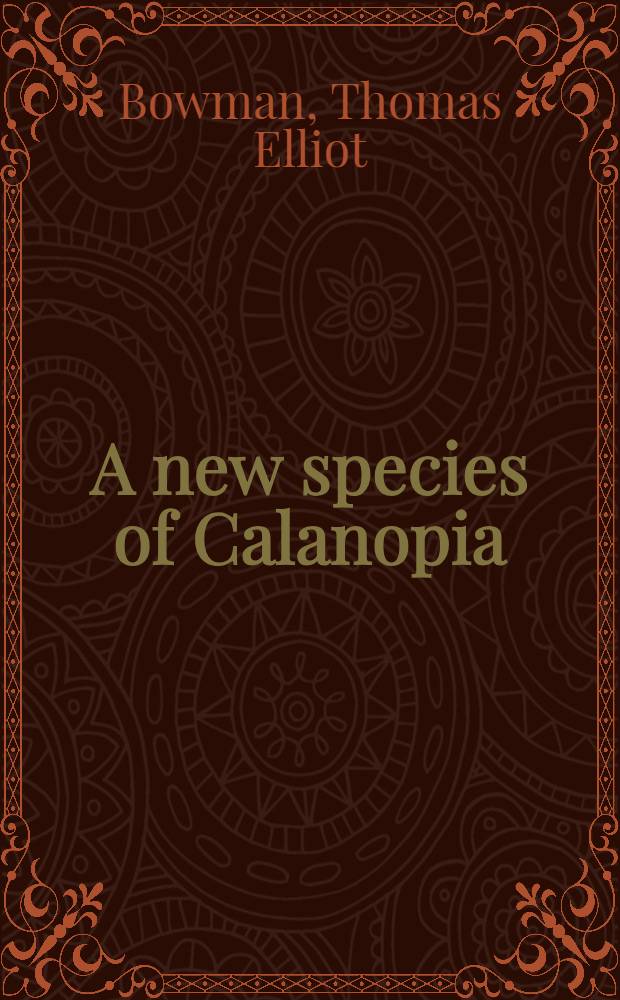 A new species of Calanopia (Copepoda: Calanoida) from the Caribbean sea