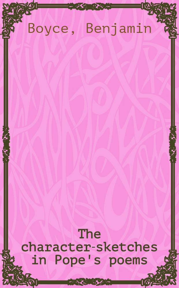 The character-sketches in Pope's poems