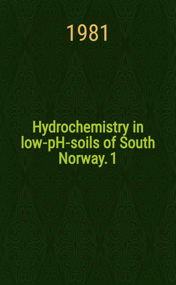 Hydrochemistry in low-pH-soils of South Norway. 1 : Peat and soil water quality