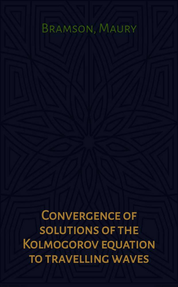 Convergence of solutions of the Kolmogorov equation to travelling waves