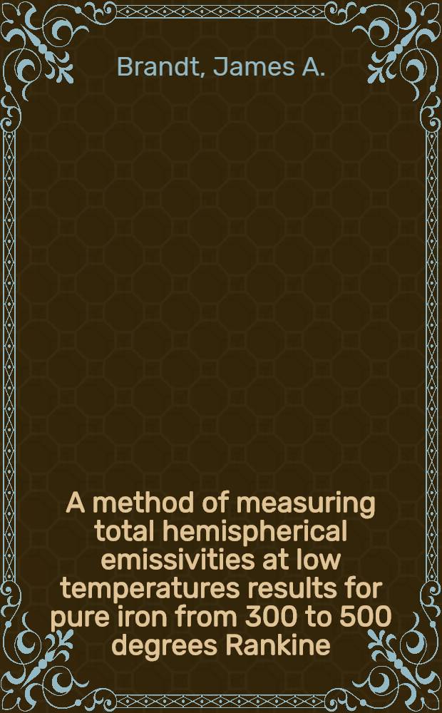 A method of measuring total hemispherical emissivities at low temperatures results for pure iron from 300 to 500 degrees Rankine