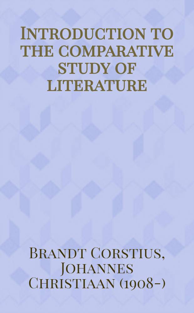 Introduction to the comparative study of literature