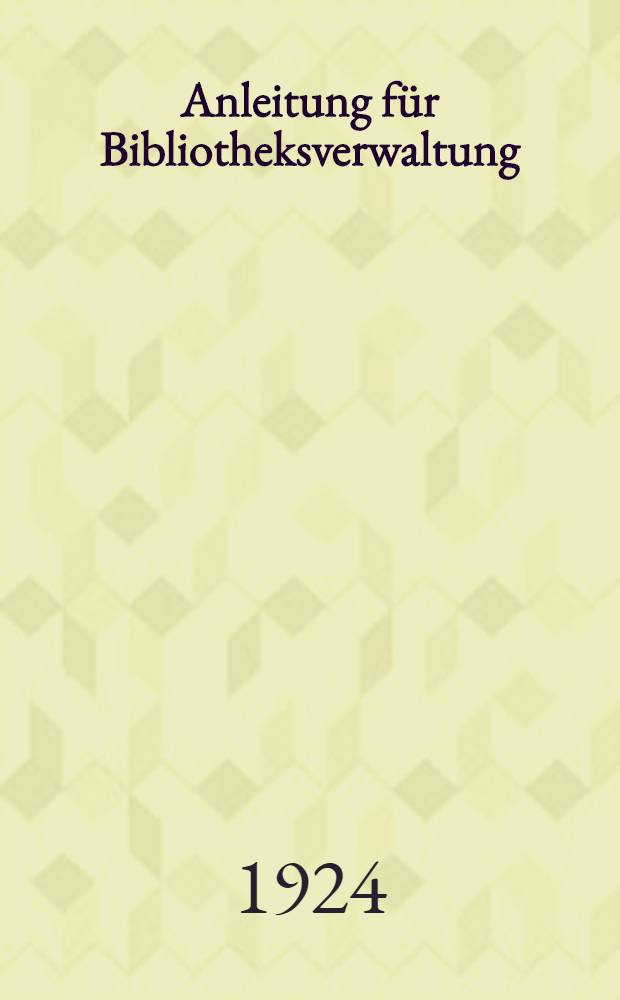 Anleitung für Bibliotheksverwaltung
