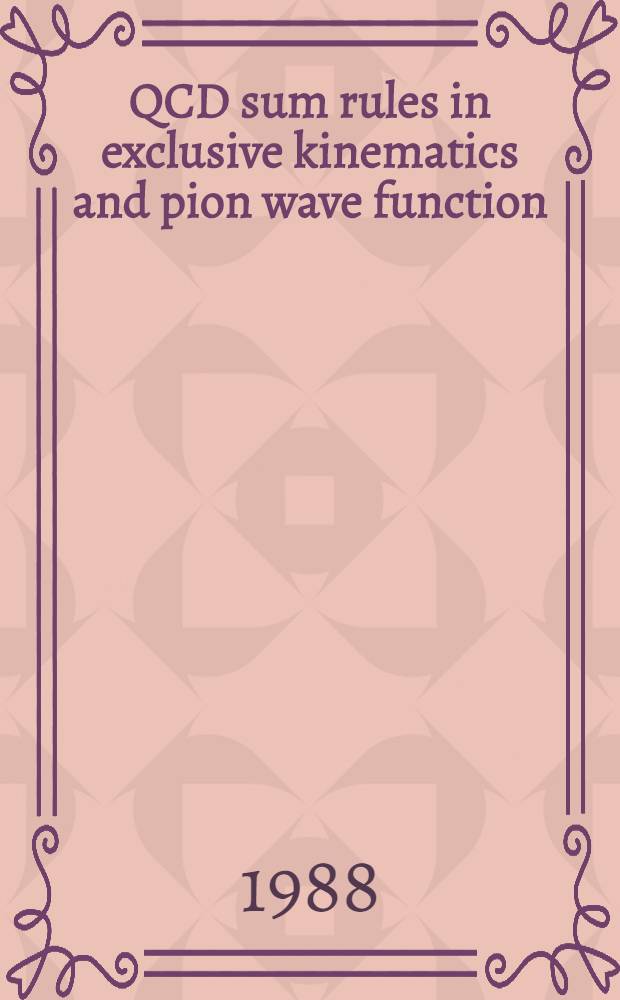 QCD sum rules in exclusive kinematics and pion wave function