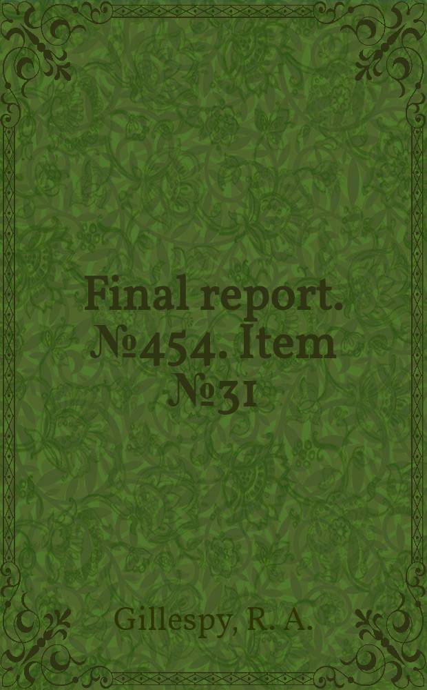 Final report. № 454. [Item № 31] : Report on machinery for the manufacture of viscose and spinning of continuous filament and staple fibre yarn in Germany
