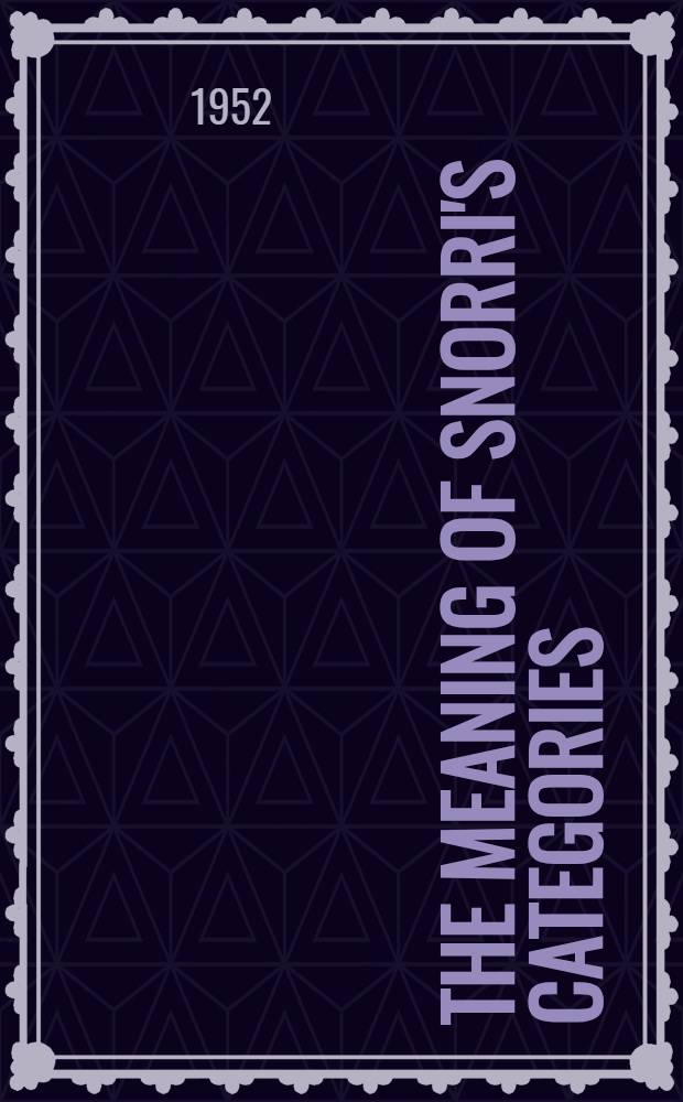 The meaning of Snorri's categories