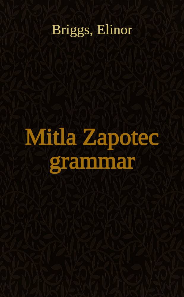 Mitla Zapotec grammar