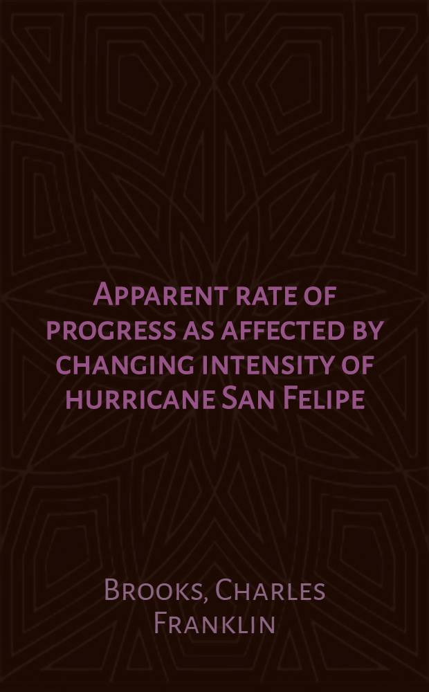 Apparent rate of progress as affected by changing intensity of hurricane San Felipe (II) while crossing Puerto Rico