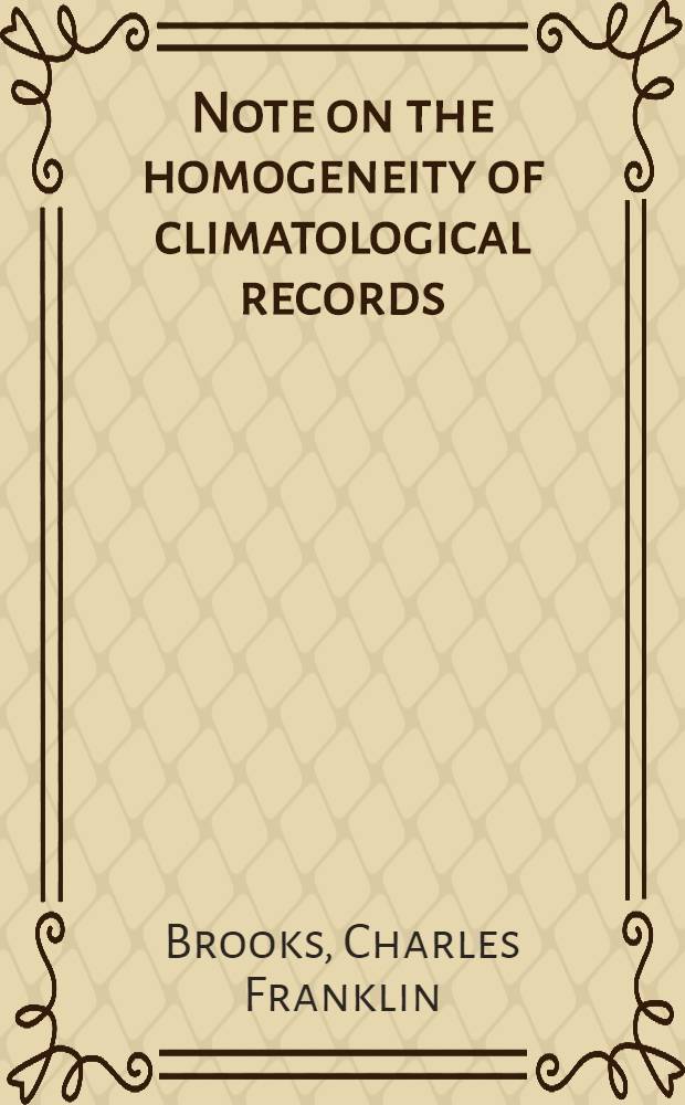 Note on the homogeneity of climatological records