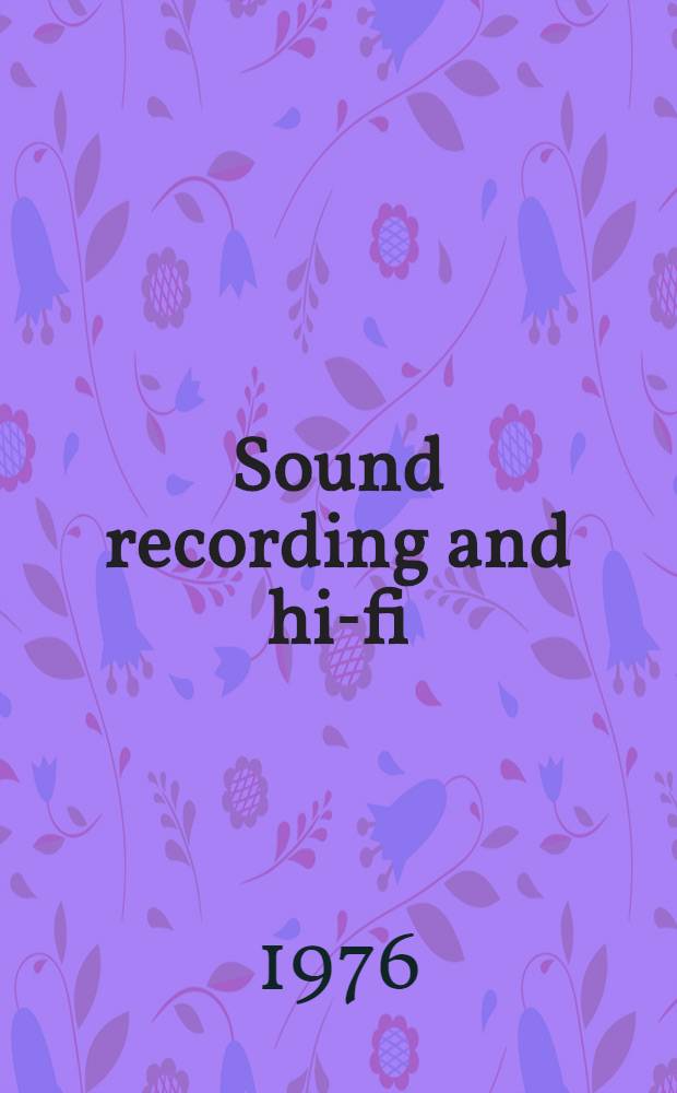 Sound recording and hi-fi