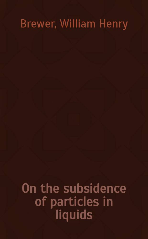 [On the subsidence of particles in liquids