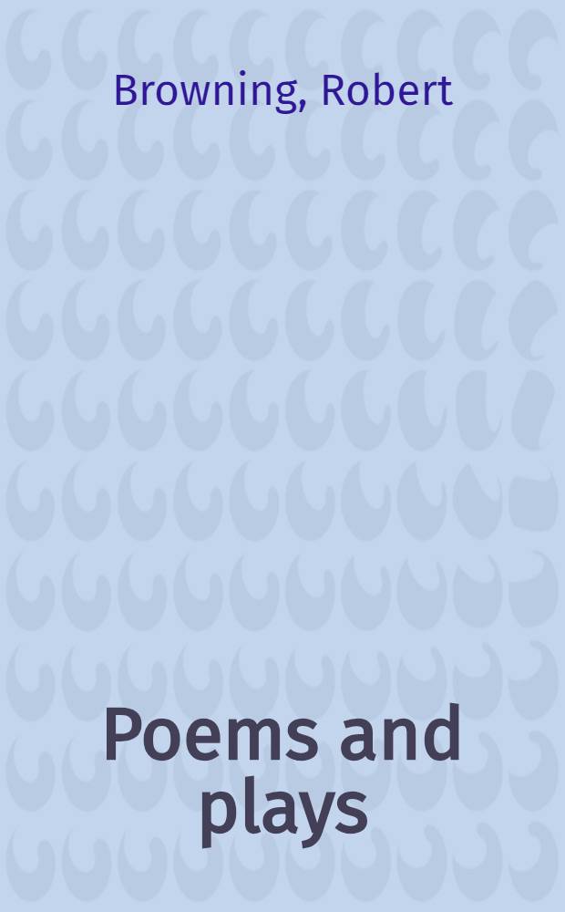 Poems and plays
