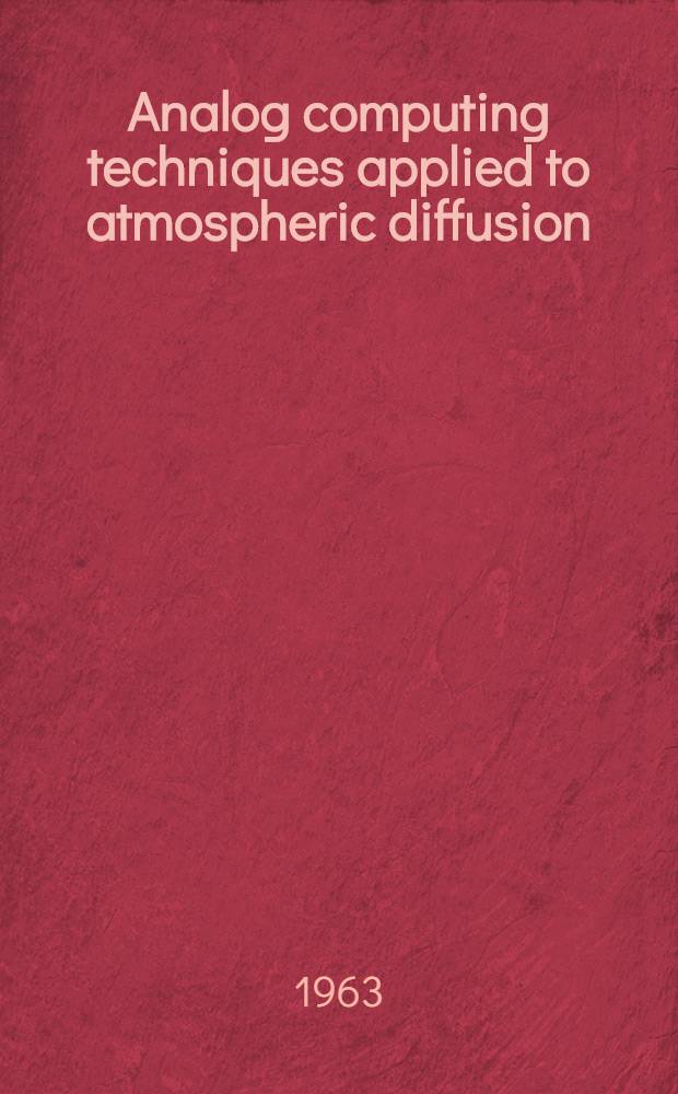 Analog computing techniques applied to atmospheric diffusion: continuous point source