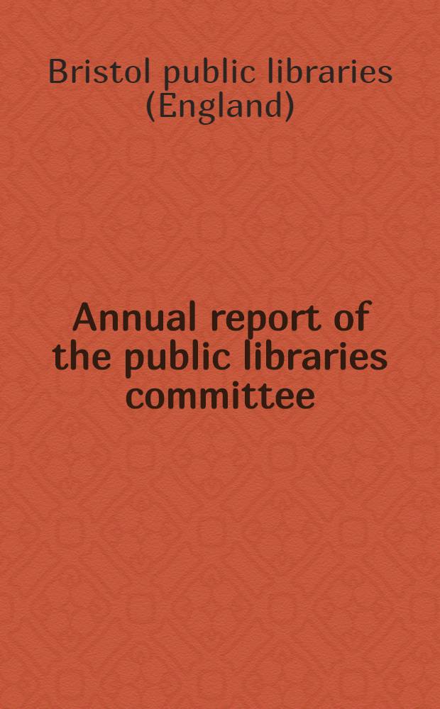 Annual report of the public libraries committee