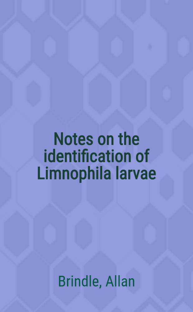Notes on the identification of Limnophila larvae (Diptera - Tipulidae)