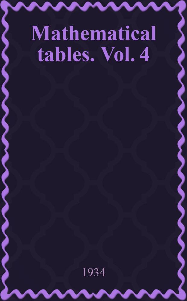 Mathematical tables. Vol. 4 : Cycles of reduced ideals in quadratic fields