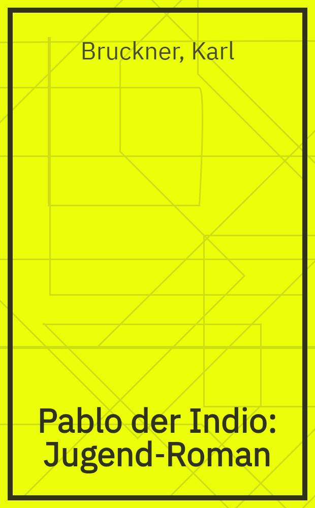 Pablo der Indio : Jugend-Roman