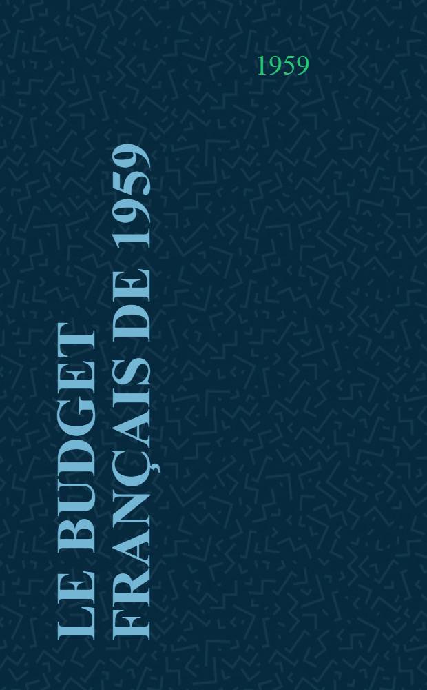 Le Budget français de 1959