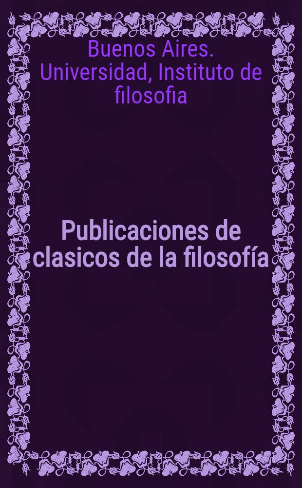 Publicaciones de clasicos de la filosofía