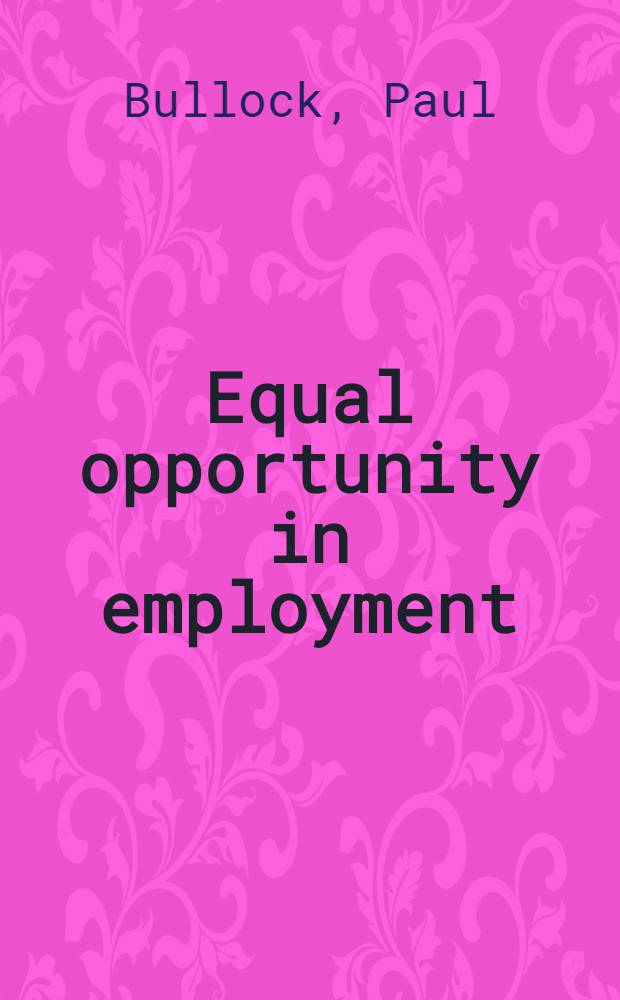Equal opportunity in employment