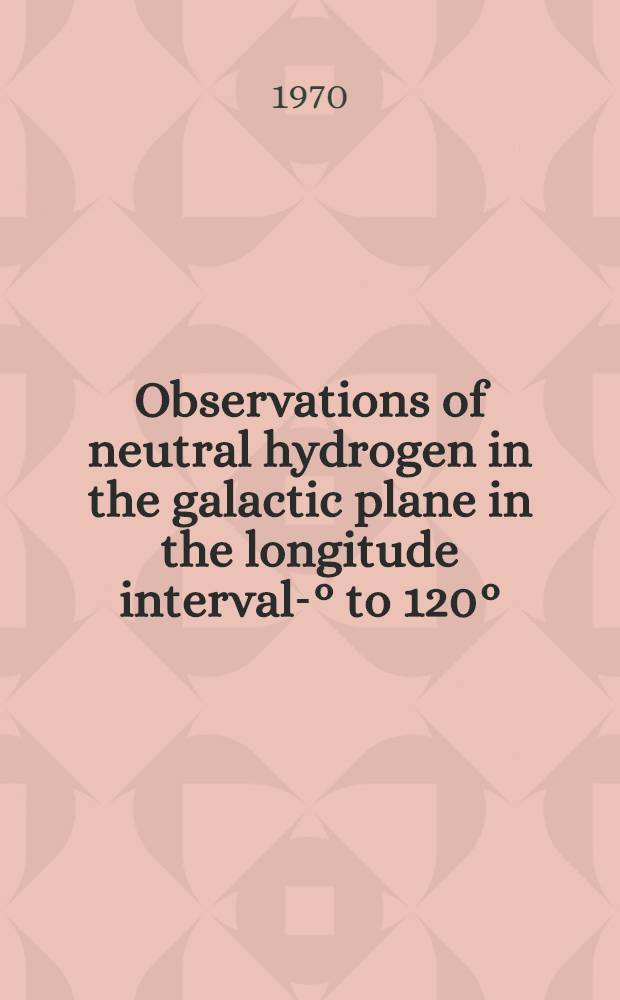 Observations of neutral hydrogen in the galactic plane in the longitude interval -6° to 120°