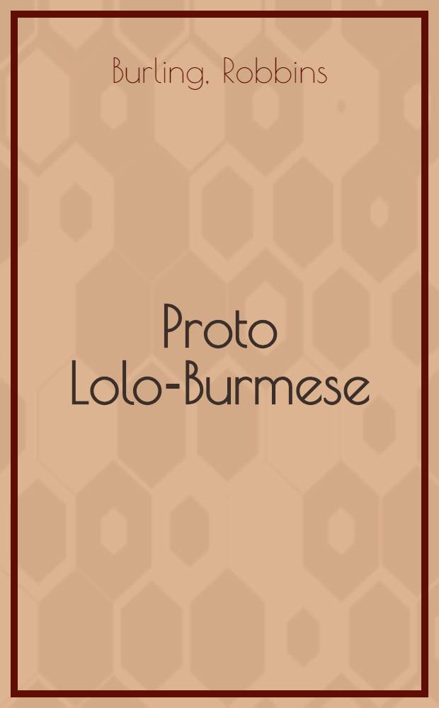 Proto Lolo-Burmese