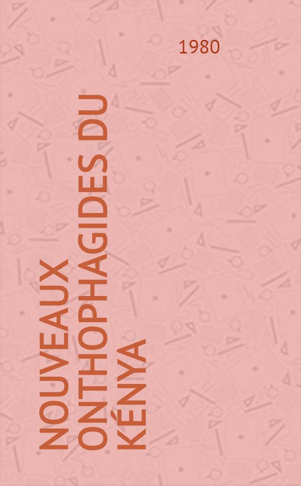 Nouveaux Onthophagides du Kénya (Coleoptera, Scarabaeidae)