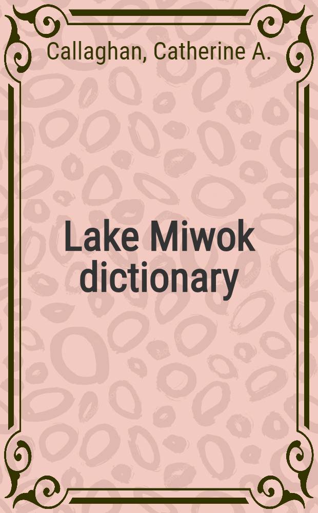 Lake Miwok dictionary