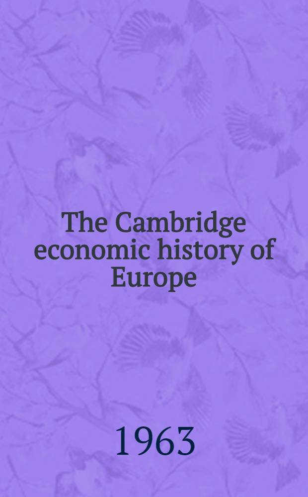 The Cambridge economic history of Europe