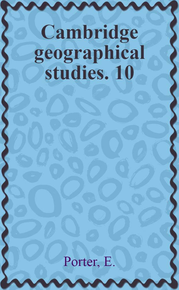 Cambridge geographical studies. 10 : Water management in England
